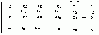 Equations in matrix form: [A] * {X} = {C}